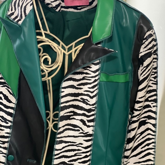 Leather Green Patchwork Jacket - Picture 3 of 3